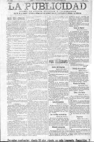 'La publicidad  : diario de avisos noticias y telegramas. Eco fiel de la opinión y verdadero defensor de los intereses morales y materiales de Granada y su provincia' - Año XIII Número 3314  - 1895 Julio 01
