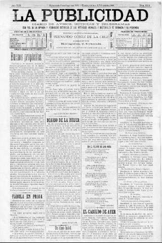 'La publicidad  : diario de avisos noticias y telegramas. Eco fiel de la opinión y verdadero defensor de los intereses morales y materiales de Granada y su provincia' - Año XIII Número 3316  - 1895 Julio 03