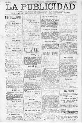 'La publicidad  : diario de avisos noticias y telegramas. Eco fiel de la opinión y verdadero defensor de los intereses morales y materiales de Granada y su provincia' - Año XIII Número 3328  - 1895 Julio 15