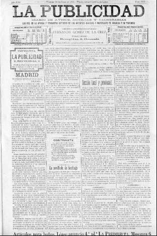 'La publicidad  : diario de avisos noticias y telegramas. Eco fiel de la opinión y verdadero defensor de los intereses morales y materiales de Granada y su provincia' - Año XIII Número 3339  - 1895 Julio 26