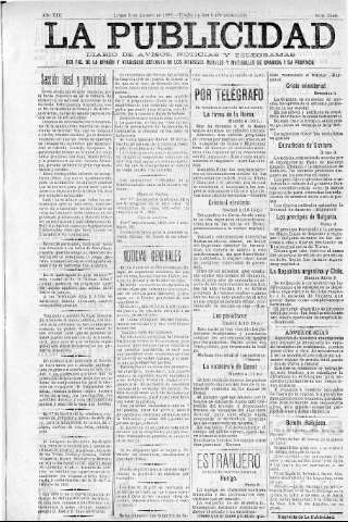 'La publicidad  : diario de avisos noticias y telegramas. Eco fiel de la opinión y verdadero defensor de los intereses morales y materiales de Granada y su provincia' - Año XIII Número 3349  - 1895 Agosto 05