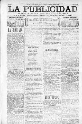'La publicidad  : diario de avisos noticias y telegramas. Eco fiel de la opinión y verdadero defensor de los intereses morales y materiales de Granada y su provincia' - Año XIII Número 3350  - 1895 Agosto 06
