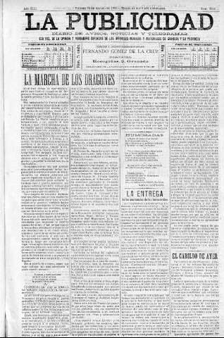 'La publicidad  : diario de avisos noticias y telegramas. Eco fiel de la opinión y verdadero defensor de los intereses morales y materiales de Granada y su provincia' - Año XIII Número 3360  - 1895 Agosto 16