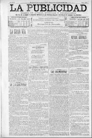 'La publicidad  : diario de avisos noticias y telegramas. Eco fiel de la opinión y verdadero defensor de los intereses morales y materiales de Granada y su provincia' - Año XIII Número 3362  - 1895 Agosto 18
