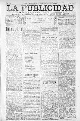 'La publicidad  : diario de avisos noticias y telegramas. Eco fiel de la opinión y verdadero defensor de los intereses morales y materiales de Granada y su provincia' - Año XIII Número 3380  - 1895 Septiembre 05