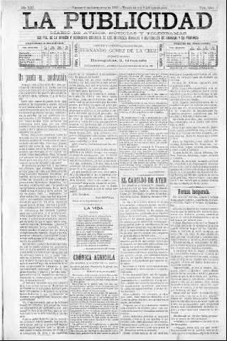 'La publicidad  : diario de avisos noticias y telegramas. Eco fiel de la opinión y verdadero defensor de los intereses morales y materiales de Granada y su provincia' - Año XIII Número 3381  - 1895 Septiembre 06