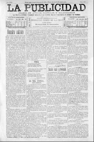 'La publicidad  : diario de avisos noticias y telegramas. Eco fiel de la opinión y verdadero defensor de los intereses morales y materiales de Granada y su provincia' - Año XIII Número 3393  - 1895 Septiembre 18