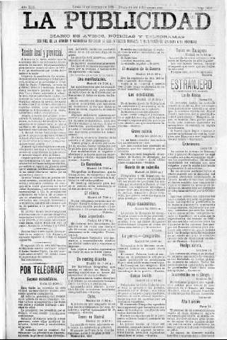 'La publicidad  : diario de avisos noticias y telegramas. Eco fiel de la opinión y verdadero defensor de los intereses morales y materiales de Granada y su provincia' - Año XIII Número 3419  - 1895 Octubre 14