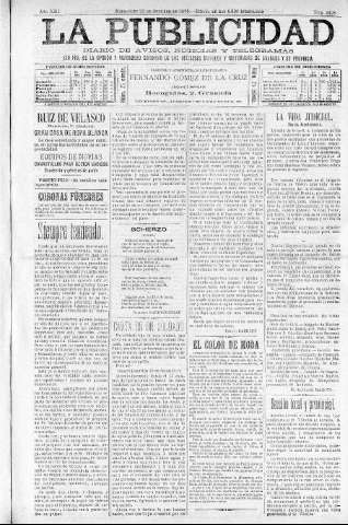'La publicidad  : diario de avisos noticias y telegramas. Eco fiel de la opinión y verdadero defensor de los intereses morales y materiales de Granada y su provincia' - Año XIII Número 3428  - 1895 Octubre 23