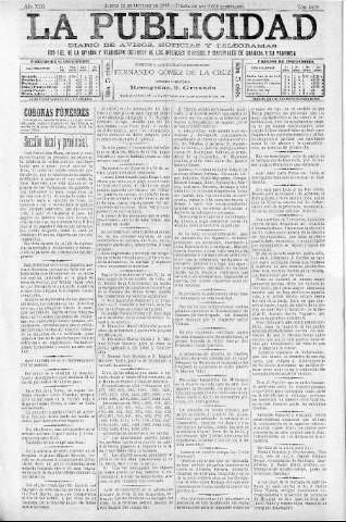 'La publicidad  : diario de avisos noticias y telegramas. Eco fiel de la opinión y verdadero defensor de los intereses morales y materiales de Granada y su provincia' - Año XIII Número 3429  - 1895 Octubre 24