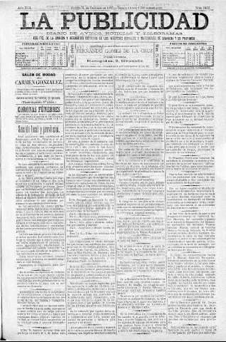 'La publicidad  : diario de avisos noticias y telegramas. Eco fiel de la opinión y verdadero defensor de los intereses morales y materiales de Granada y su provincia' - Año XIII Número 3436  - 1895 Octubre 31