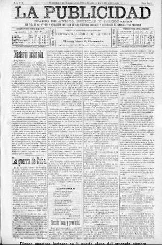 'La publicidad  : diario de avisos noticias y telegramas. Eco fiel de la opinión y verdadero defensor de los intereses morales y materiales de Granada y su provincia' - Año XIII Número 3442  - 1895 Noviembre 06