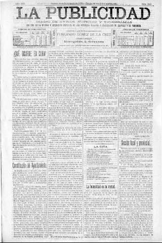 'La publicidad  : diario de avisos noticias y telegramas. Eco fiel de la opinión y verdadero defensor de los intereses morales y materiales de Granada y su provincia' - Año XIII Número 3445  - 1895 Noviembre 09