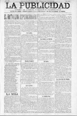 'La publicidad  : diario de avisos noticias y telegramas. Eco fiel de la opinión y verdadero defensor de los intereses morales y materiales de Granada y su provincia' - Año XIII Número 3463  - 1895 Noviembre 27