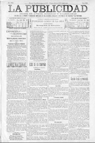 'La publicidad  : diario de avisos noticias y telegramas. Eco fiel de la opinión y verdadero defensor de los intereses morales y materiales de Granada y su provincia' - Año XIII Número 3481  - 1895 Diciembre 21