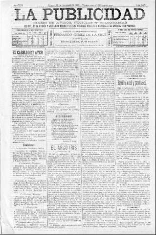 'La publicidad  : diario de avisos noticias y telegramas. Eco fiel de la opinión y verdadero defensor de los intereses morales y materiales de Granada y su provincia' - Año XIII Número 3487  - 1895 Diciembre 28