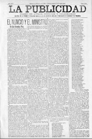 'La publicidad  : diario de avisos noticias y telegramas. Eco fiel de la opinión y verdadero defensor de los intereses morales y materiales de Granada y su provincia' - Año XIV Número 3520  - 1896 Enero 30