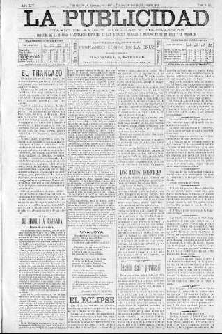'La publicidad  : diario de avisos noticias y telegramas. Eco fiel de la opinión y verdadero defensor de los intereses morales y materiales de Granada y su provincia' - Año XIV Número 3549  - 1896 Febrero 28