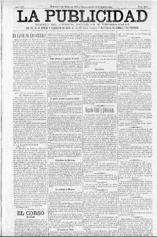 'La publicidad  : diario de avisos noticias y telegramas. Eco fiel de la opinión y verdadero defensor de los intereses morales y materiales de Granada y su provincia' - Año XIV Número 3558  - 1896 Marzo 08