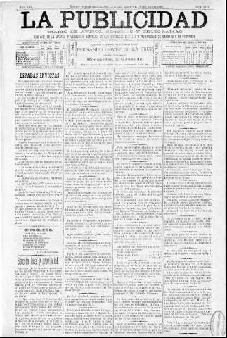'La publicidad  : diario de avisos noticias y telegramas. Eco fiel de la opinión y verdadero defensor de los intereses morales y materiales de Granada y su provincia' - Año XIV Número 3560  - 1896 Marzo 10