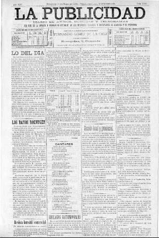 'La publicidad  : diario de avisos noticias y telegramas. Eco fiel de la opinión y verdadero defensor de los intereses morales y materiales de Granada y su provincia' - Año XIV Número 3561  - 1896 Marzo 11
