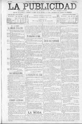 'La publicidad  : diario de avisos noticias y telegramas. Eco fiel de la opinión y verdadero defensor de los intereses morales y materiales de Granada y su provincia' - Año XIV Número 3577  - 1896 Marzo 27