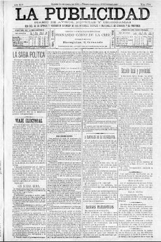'La publicidad  : diario de avisos noticias y telegramas. Eco fiel de la opinión y verdadero defensor de los intereses morales y materiales de Granada y su provincia' - Año XIV Número 3594  - 1896 Abril 14
