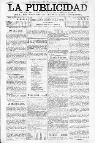 'La publicidad  : diario de avisos noticias y telegramas. Eco fiel de la opinión y verdadero defensor de los intereses morales y materiales de Granada y su provincia' - Año XIV Número 3610  - 1896 Abril 30