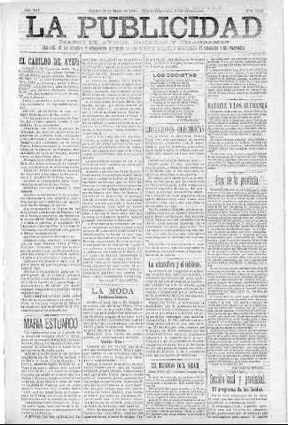 'La publicidad  : diario de avisos noticias y telegramas. Eco fiel de la opinión y verdadero defensor de los intereses morales y materiales de Granada y su provincia' - Año XIV Número 3626  - 1896 Mayo 16