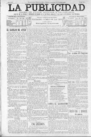 'La publicidad  : diario de avisos noticias y telegramas. Eco fiel de la opinión y verdadero defensor de los intereses morales y materiales de Granada y su provincia' - Año XIV Número 3623  - 1896 Mayo 23