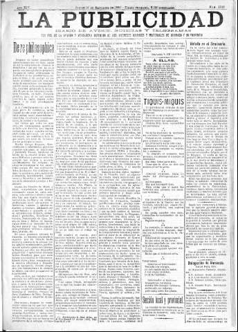 'La publicidad  : diario de avisos noticias y telegramas. Eco fiel de la opinión y verdadero defensor de los intereses morales y materiales de Granada y su provincia' - Año XIV Número 3733  - 1896 Septiembre 10