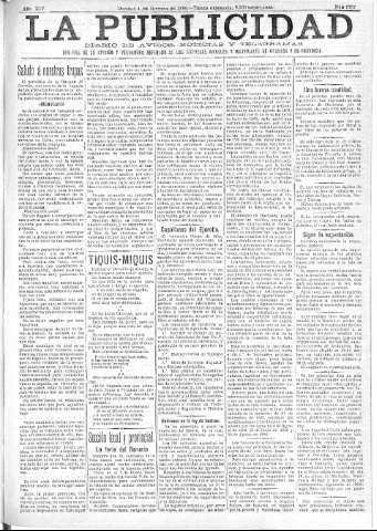 'La publicidad  : diario de avisos noticias y telegramas. Eco fiel de la opinión y verdadero defensor de los intereses morales y materiales de Granada y su provincia' - Año XIV Número 3757  - 1896 Octubre 04