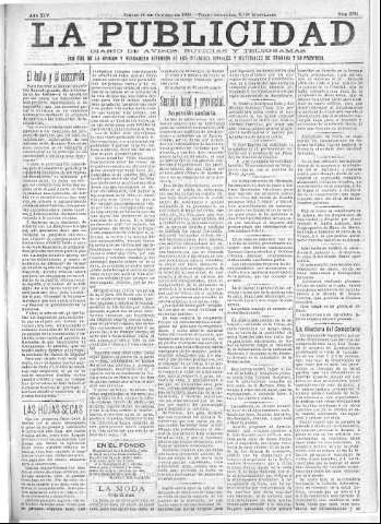 'La publicidad  : diario de avisos noticias y telegramas. Eco fiel de la opinión y verdadero defensor de los intereses morales y materiales de Granada y su provincia' - Año XIV Número 3781  - 1896 Octubre 29