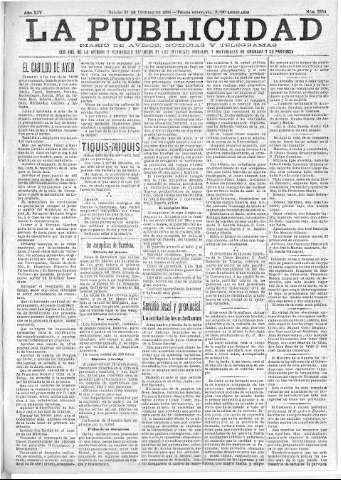 'La publicidad  : diario de avisos noticias y telegramas. Eco fiel de la opinión y verdadero defensor de los intereses morales y materiales de Granada y su provincia' - Año XIV Número 3783  - 1896 Octubre 31