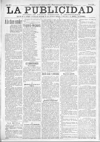 'La publicidad  : diario de avisos noticias y telegramas. Eco fiel de la opinión y verdadero defensor de los intereses morales y materiales de Granada y su provincia' - Año XIV Número 3787  - 1896 Noviembre 04