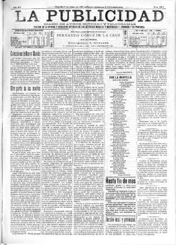 'La publicidad  : diario de avisos noticias y telegramas. Eco fiel de la opinión y verdadero defensor de los intereses morales y materiales de Granada y su provincia' - Año XV Número 3919  - 1897 Abril 20