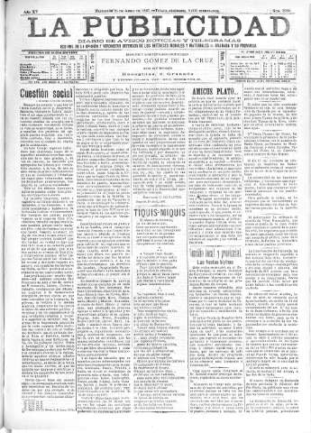 'La publicidad  : diario de avisos noticias y telegramas. Eco fiel de la opinión y verdadero defensor de los intereses morales y materiales de Granada y su provincia' - Año XV Número 3920  - 1897 Abril 21