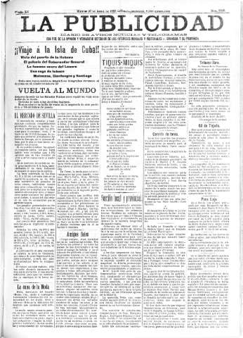 'La publicidad  : diario de avisos noticias y telegramas. Eco fiel de la opinión y verdadero defensor de los intereses morales y materiales de Granada y su provincia' - Año XV Número 3926  - 1897 Abril 27
