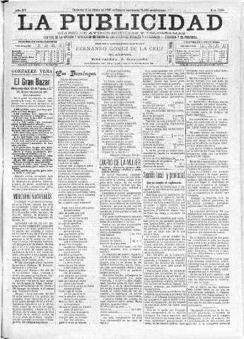 'La publicidad  : diario de avisos noticias y telegramas. Eco fiel de la opinión y verdadero defensor de los intereses morales y materiales de Granada y su provincia' - Año XV Número 3966  - 1897 Junio 06