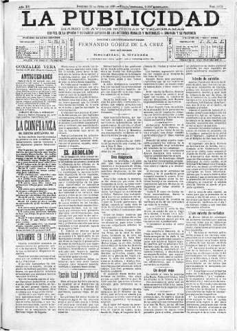 'La publicidad  : diario de avisos noticias y telegramas. Eco fiel de la opinión y verdadero defensor de los intereses morales y materiales de Granada y su provincia' - Año XV Número 3973  - 1897 Junio 13
