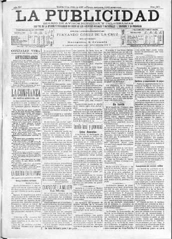 'La publicidad  : diario de avisos noticias y telegramas. Eco fiel de la opinión y verdadero defensor de los intereses morales y materiales de Granada y su provincia' - Año XV Número 3975  - 1897 Junio 15