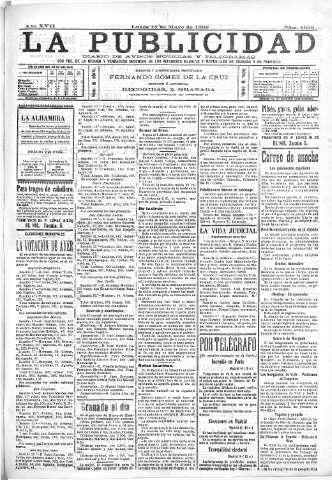 'La publicidad  : diario de avisos noticias y telegramas. Eco fiel de la opinión y verdadero defensor de los intereses morales y materiales de Granada y su provincia' - Año XVII Número 4669  - 1899 Mayo 15
