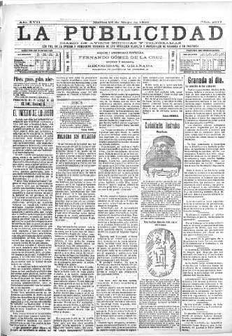 'La publicidad  : diario de avisos noticias y telegramas. Eco fiel de la opinión y verdadero defensor de los intereses morales y materiales de Granada y su provincia' - Año XVII Número 4677  - 1899 Mayo 23