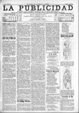 'La publicidad  : diario de avisos noticias y telegramas. Eco fiel de la opinión y verdadero defensor de los intereses morales y materiales de Granada y su provincia' - Año XVII Número 4772  - 1899 Agosto 27