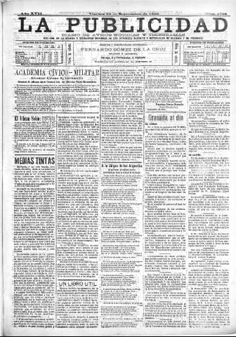 'La publicidad  : diario de avisos noticias y telegramas. Eco fiel de la opinión y verdadero defensor de los intereses morales y materiales de Granada y su provincia' - Año XVII Número 4798  - 1899 Septiembre 22