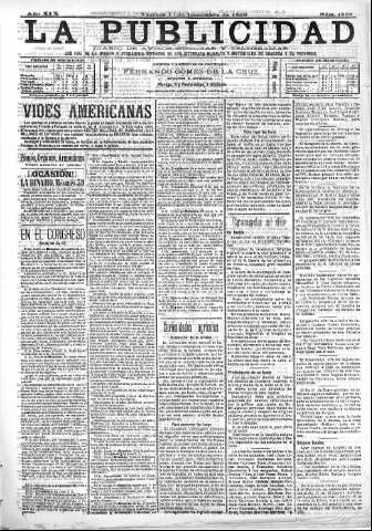'La publicidad  : diario de avisos noticias y telegramas. Eco fiel de la opinión y verdadero defensor de los intereses morales y materiales de Granada y su provincia' - Año XIX Número 4868  - 1899 Diciembre 01