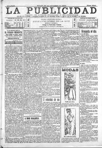 'La publicidad  : diario de avisos noticias y telegramas. Eco fiel de la opinión y verdadero defensor de los intereses morales y materiales de Granada y su provincia' - Año XIX Número 4896  - 1899 Diciembre 30