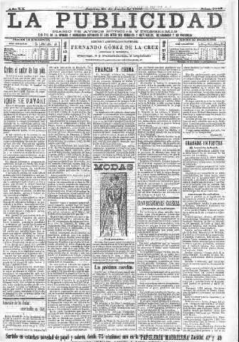 'La publicidad  : diario de avisos noticias y telegramas. Eco fiel de la opinión y verdadero defensor de los intereses morales y materiales de Granada y su provincia' - Año XX Número 5043  - 1900 Junio 21