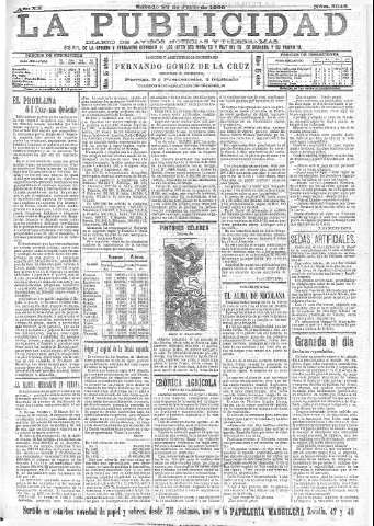 'La publicidad  : diario de avisos noticias y telegramas. Eco fiel de la opinión y verdadero defensor de los intereses morales y materiales de Granada y su provincia' - Año XX Número 5045  - 1900 Junio 23