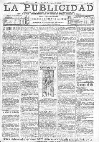 'La publicidad  : diario de avisos noticias y telegramas. Eco fiel de la opinión y verdadero defensor de los intereses morales y materiales de Granada y su provincia' - Año XX Número 5048  - 1900 Junio 27
